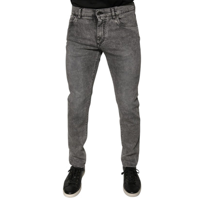 Dolce & Gabbana Gray Washed Cotton Skinny Denim Jeans