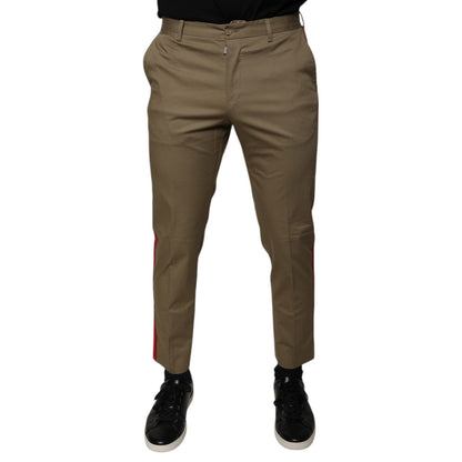 Dolce & Gabbana Brown Logo Men Casual Tapered Pants