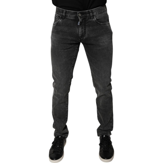 Dolce & Gabbana Black Logo Cotton Stretch Skinny Denim Pants PAN76098-48
