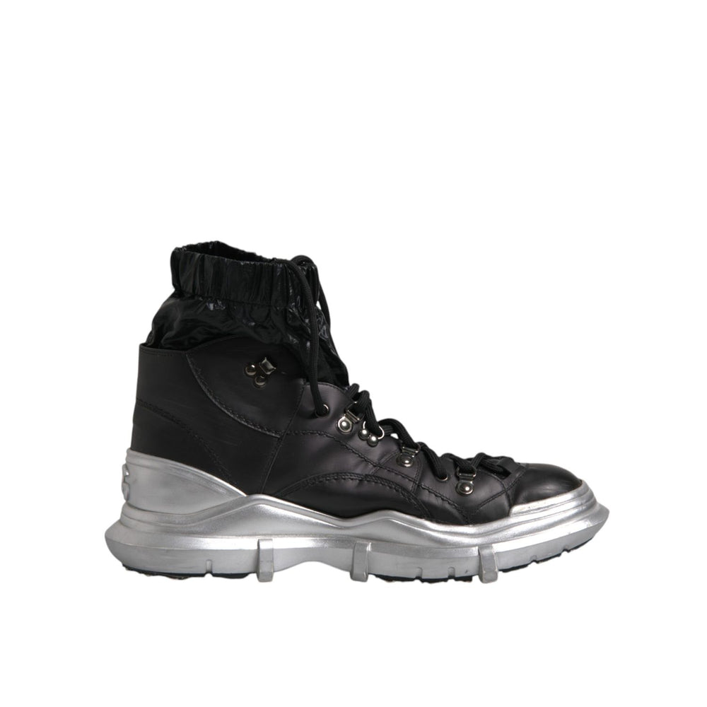 Dolce & Gabbana Black Nylon Galileo High Top Sneakers Shoes