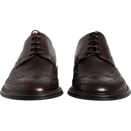 Dolce & Gabbana Brown Leather Derby Wingtip Lace Up Formal Dress Shoes MV6655-39