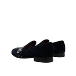 Dolce & Gabbana Black Velvet Floral Gun Loafers Dress Shoes