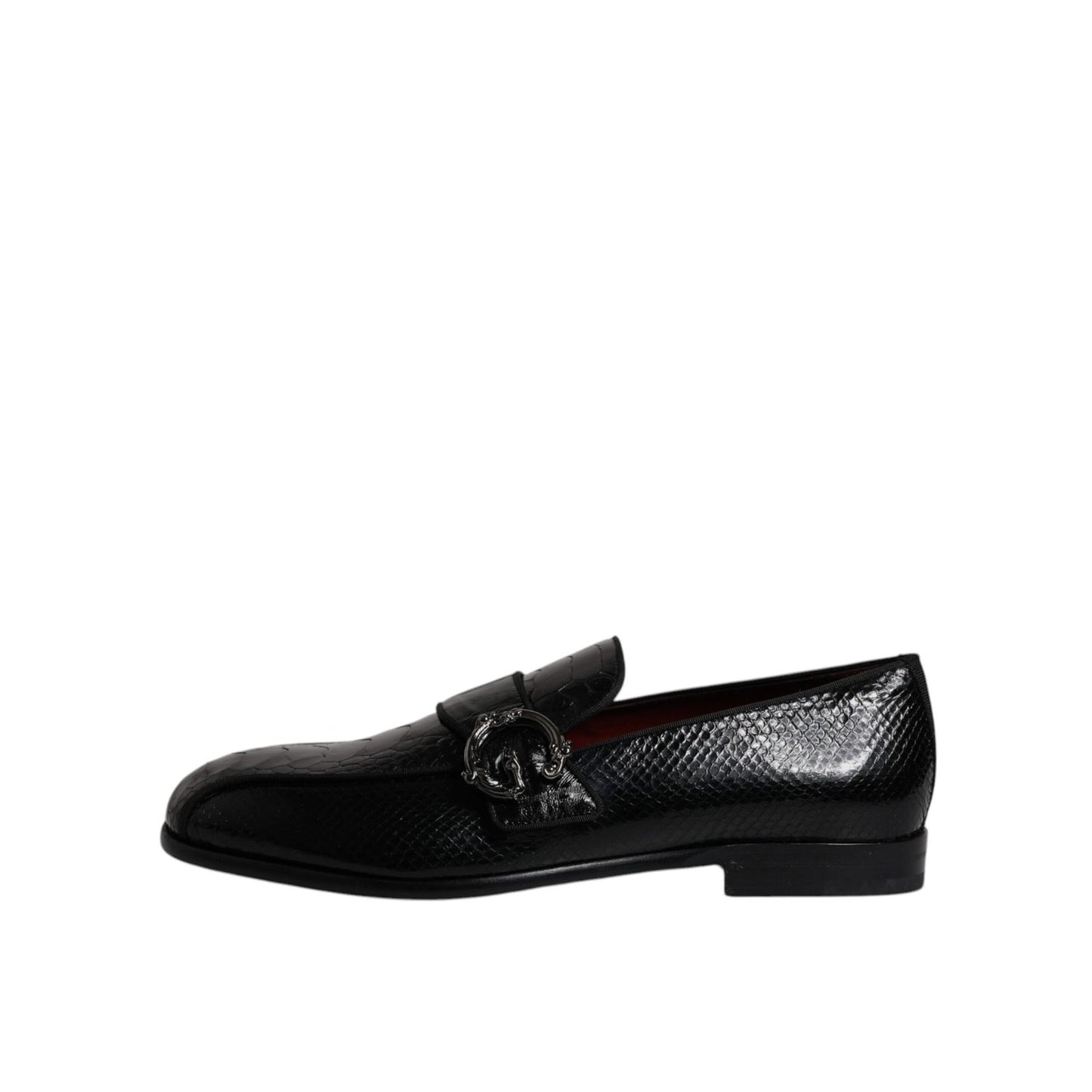 Dolce & Gabbana Black Exotic Leather DG Logo Loafers Formal Dress Shoes