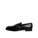 Dolce & Gabbana Black Exotic Leather DG Logo Loafers Formal Dress Shoes