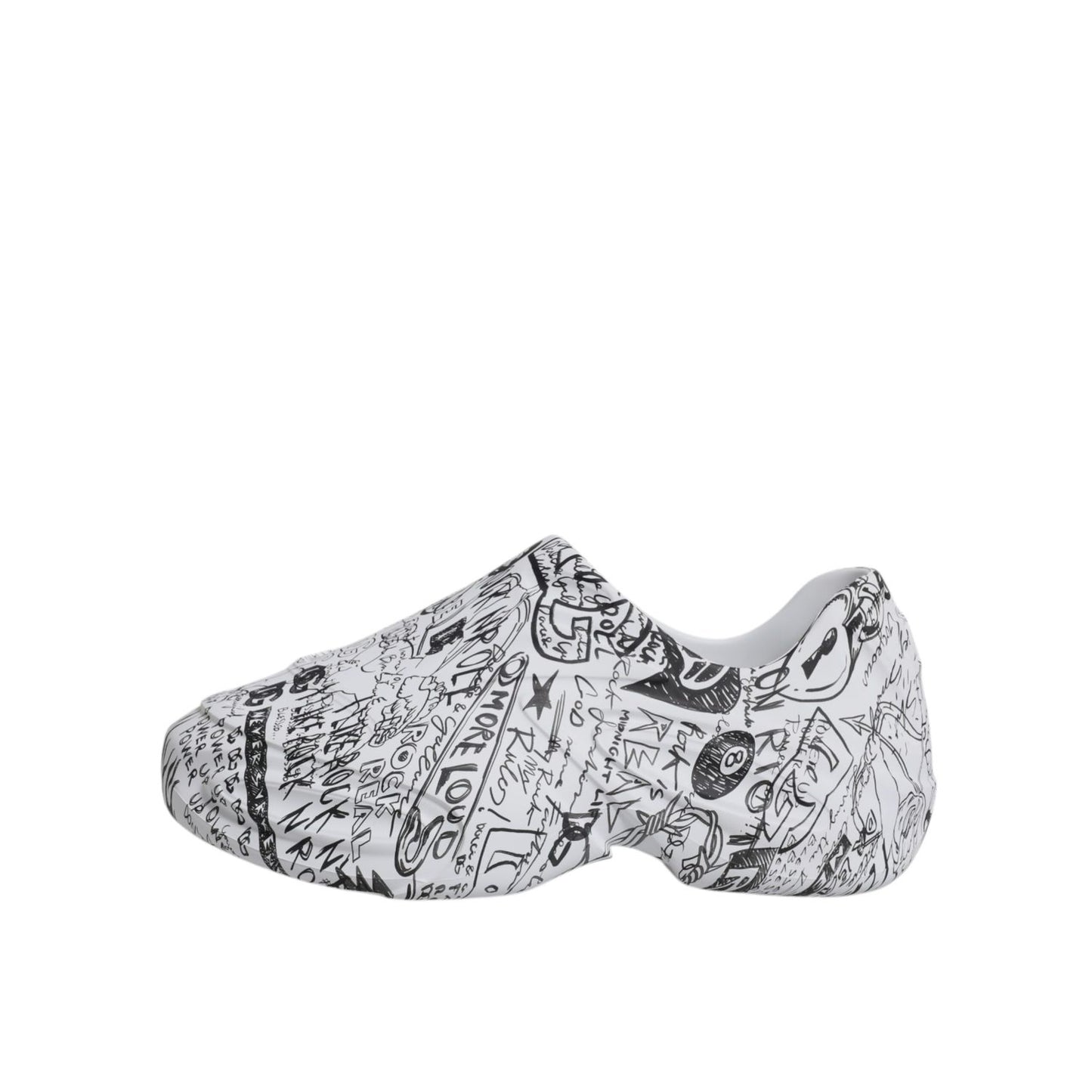 Dolce & Gabbana White Black Graffiti Daymaster Sneakers Shoes