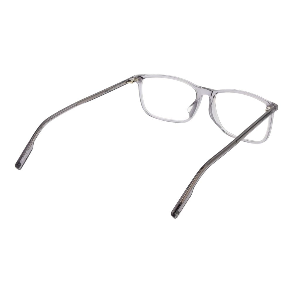 Ermenegildo Zegna Gray Men Glasses Frame with acetate full-rim style and rectangle shape, lens width 57 mm, temple length 145 mm.