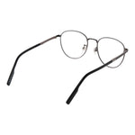 Ermenegildo Zegna Gray Men Glasses Frame in gunmetal titanium, round style with full-rim design, demo lenses, size 52-19-145.