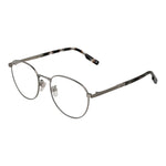 Ermenegildo Zegna Gray Men Glasses Frame in gunmetal, round titanium with plastic demo lenses, full-rim, size 52-19-145.