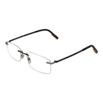 Ermenegildo Zegna Gray Men Glasses Frame, gunmetal metal rectangle rimless design, 57-17-145 size, includes branded case.
