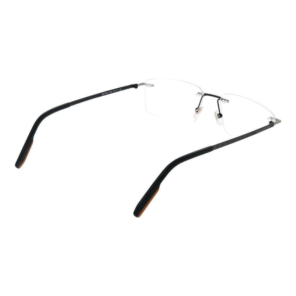 Ermenegildo Zegna Gray Men Glasses Frame in gunmetal, rimless design, metal material, demo plastic lenses, size 57-17-145.