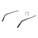 Ermenegildo Zegna Gray Men Glasses Frame in gunmetal, rimless design, metal material, demo plastic lenses, size 57-17-145.