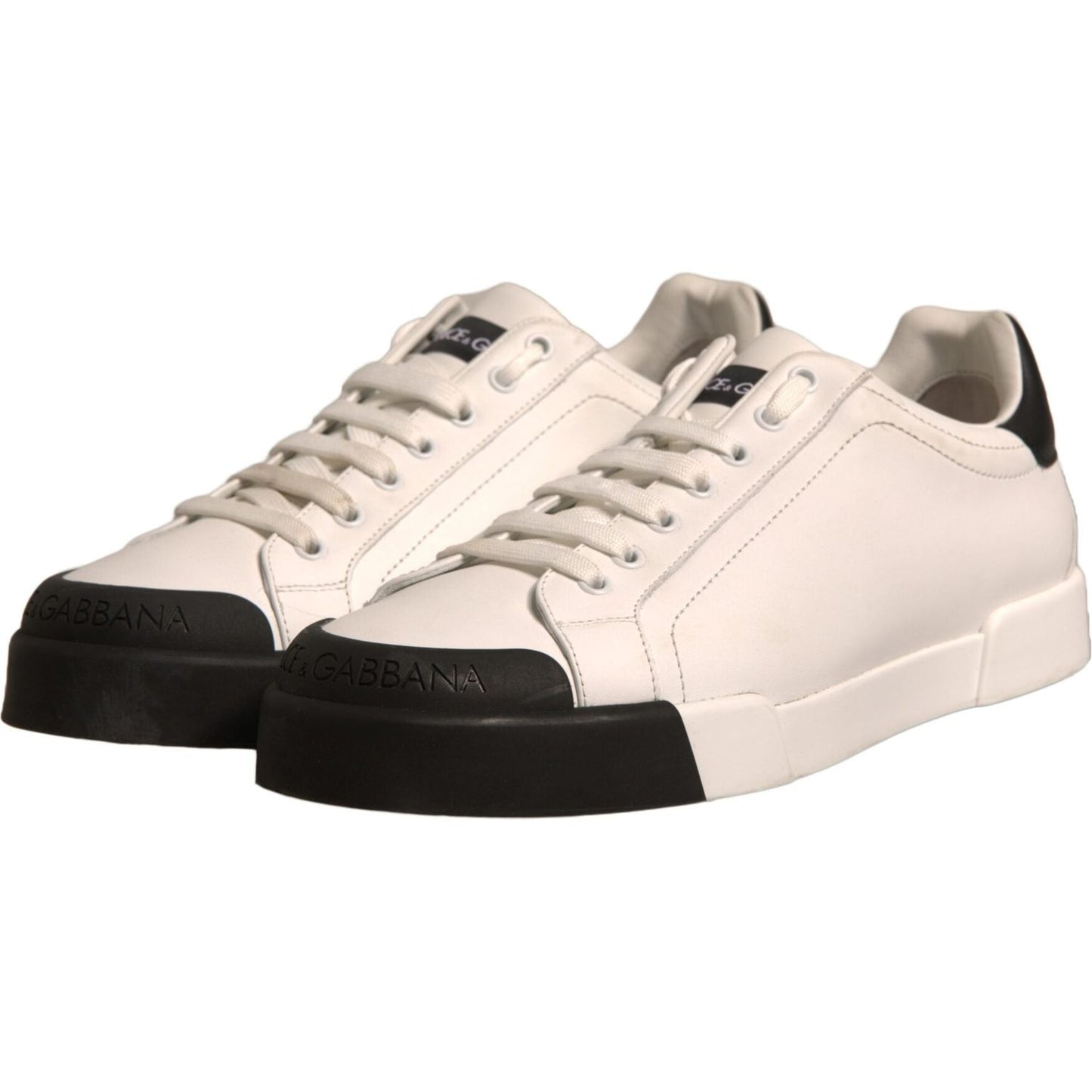 Dolce & Gabbana White Leather Logo Portofino Sneakers Shoes