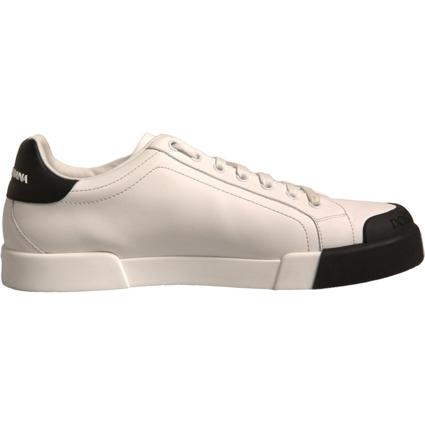 Dolce & Gabbana White Leather Logo Portofino Sneakers Shoes