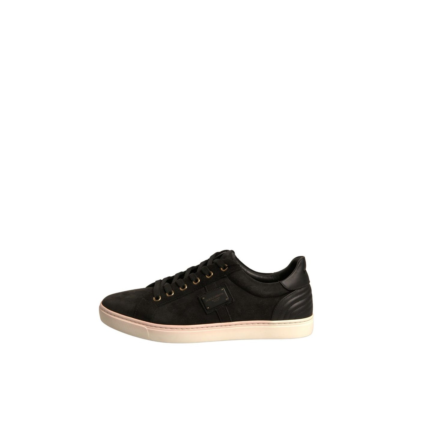 Dolce & Gabbana Black Logo Suede Leather Men Sneakers Shoes