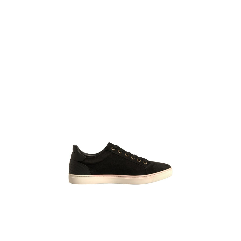 Dolce & Gabbana Black Logo Suede Leather Men Sneakers Shoes