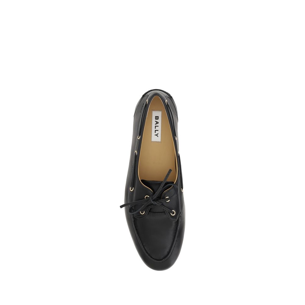 Bally Black Calf Leather Bos Taurus Slip-On Loafers
