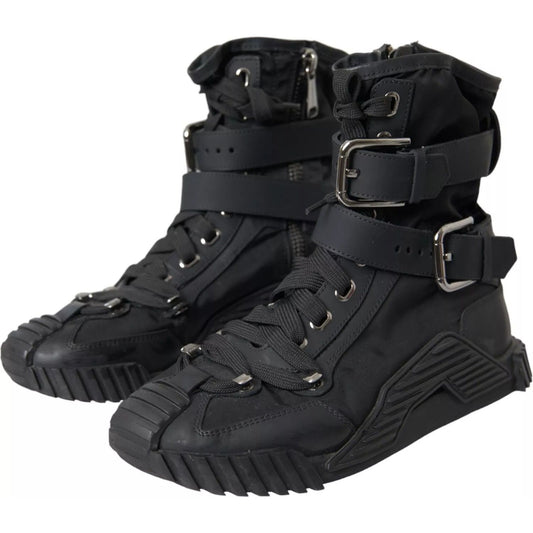 Dolce & Gabbana Black Nylon NS1 High Top Sneakers Shoes LA10952-38