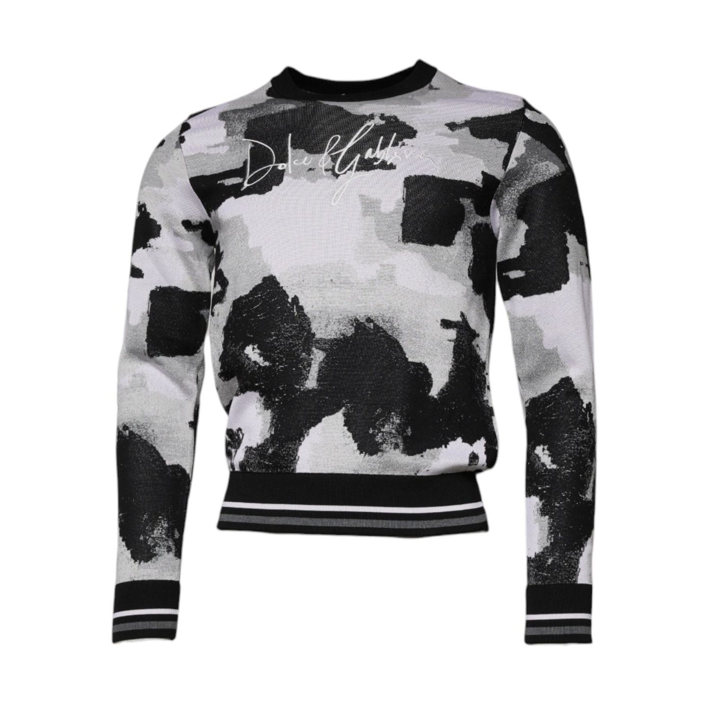 Dolce & Gabbana Multicolor Camouflage Crew Neck Men Pullover Sweater