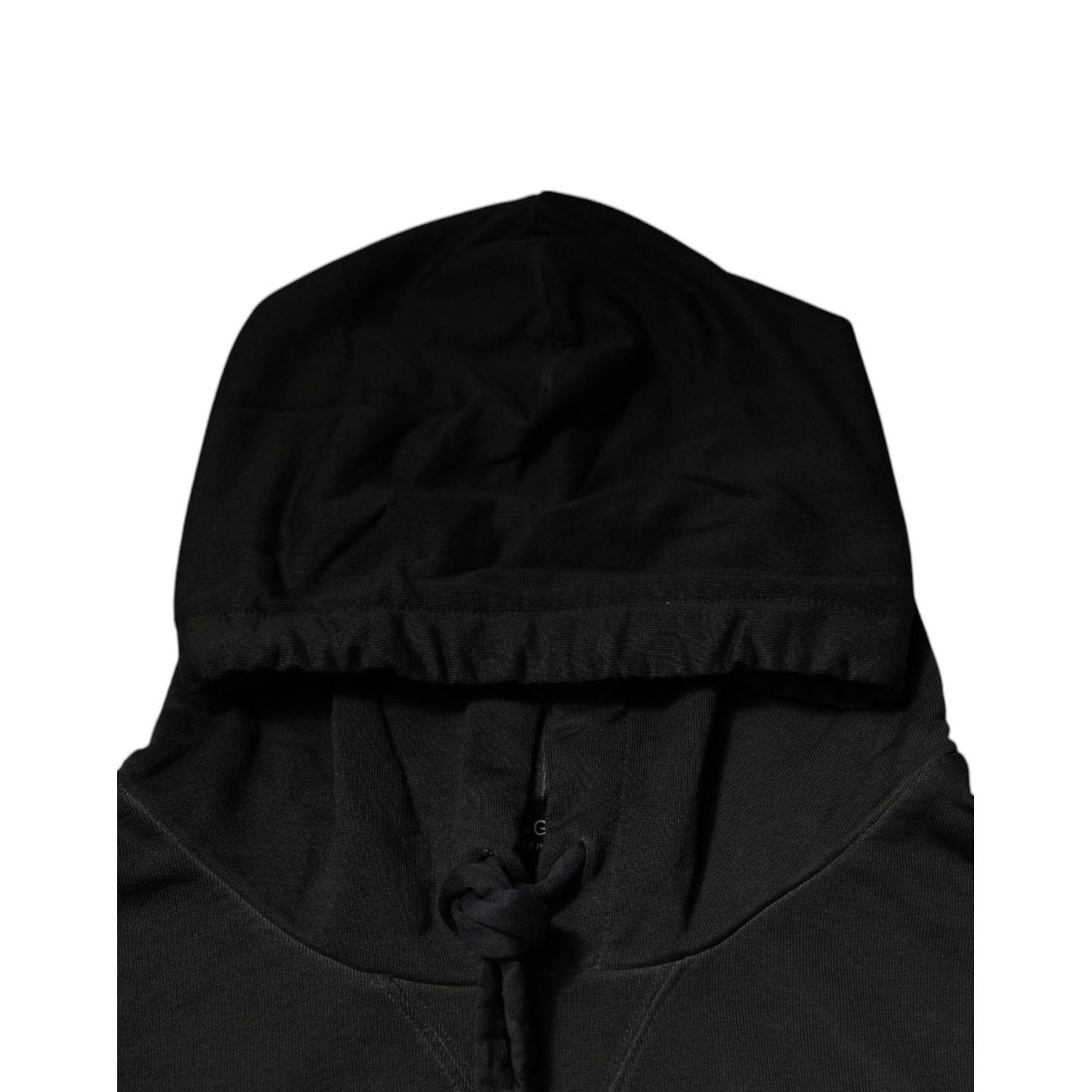 Dolce & Gabbana Black Cotton Hooded DG Shield Pullover Sweater