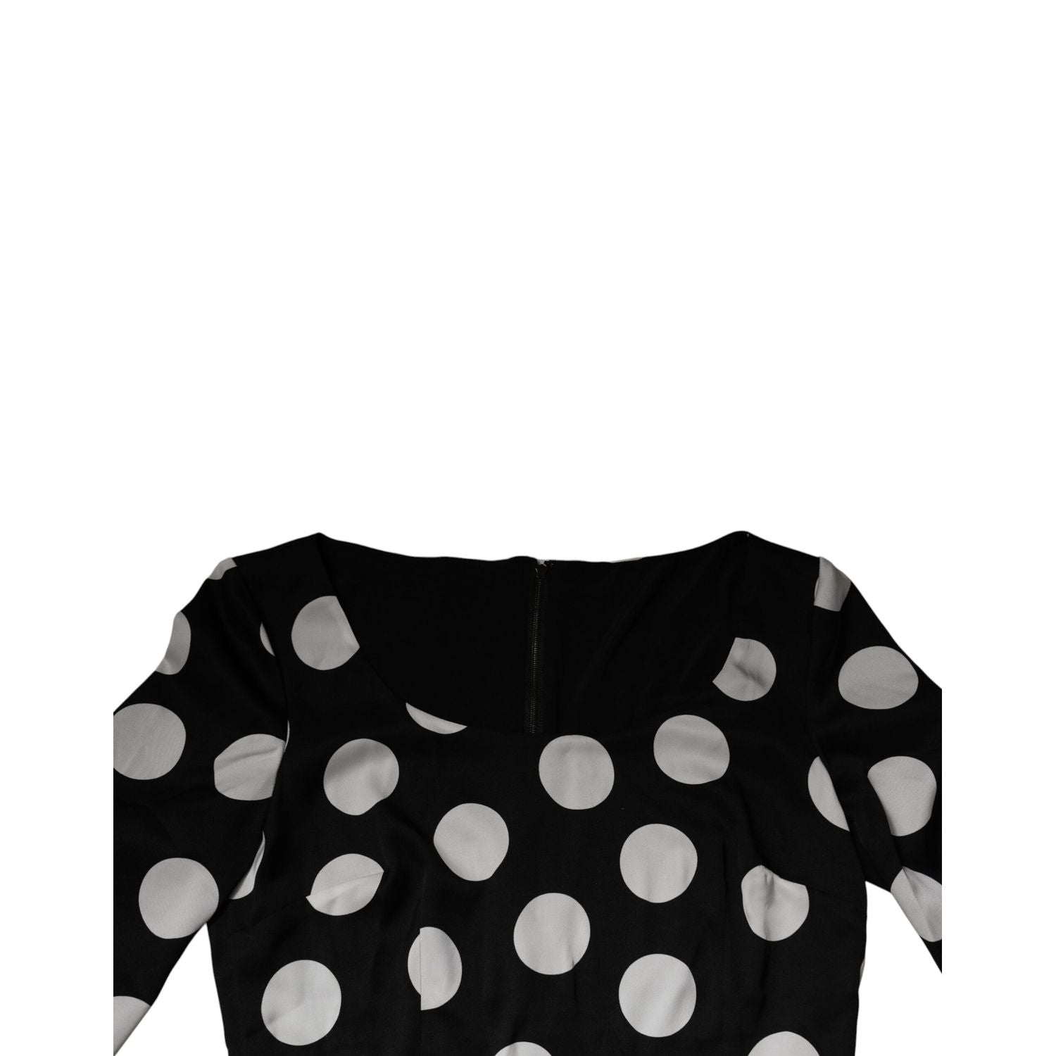 Dolce & Gabbana Black White Silk Polka Dots Sheath Midi Dress