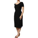 Emporio Armani Black Viscose Short Sleeves Sheath Midi Dress DR281341-42