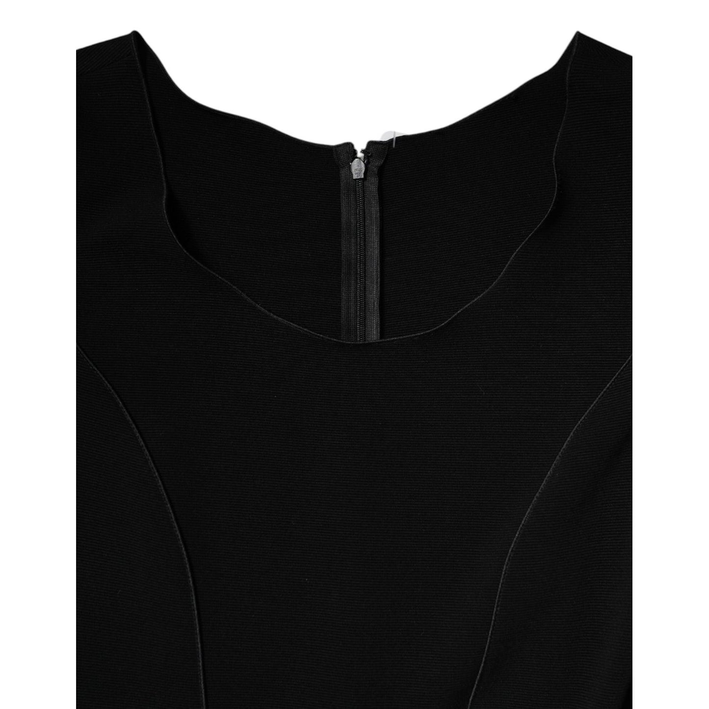 Emporio Armani Black Viscose Short Sleeves Sheath Midi Dress DR281341-42