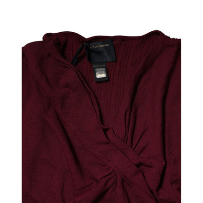 Roberto Cavalli Maroon Jumper Keyhole Knit Pullover Sweater