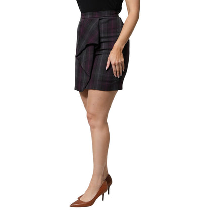 BENCIVENGA Multicolor Checkered Ruffle High Waist Mini Skirt