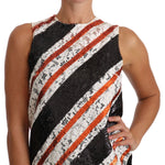 Dolce & Gabbana White and orangeSequin Floral Lace Embellished Shift dress DR1432-40