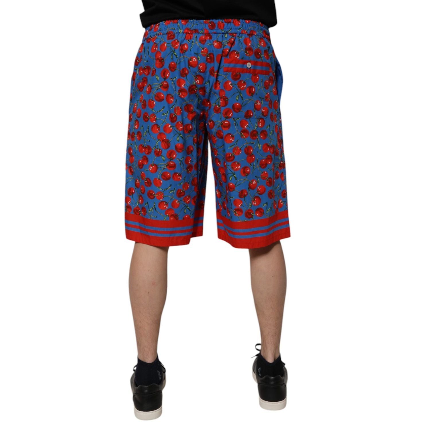 Dolce & Gabbana Blue Cherry Print Cotton Men Bermuda Shorts