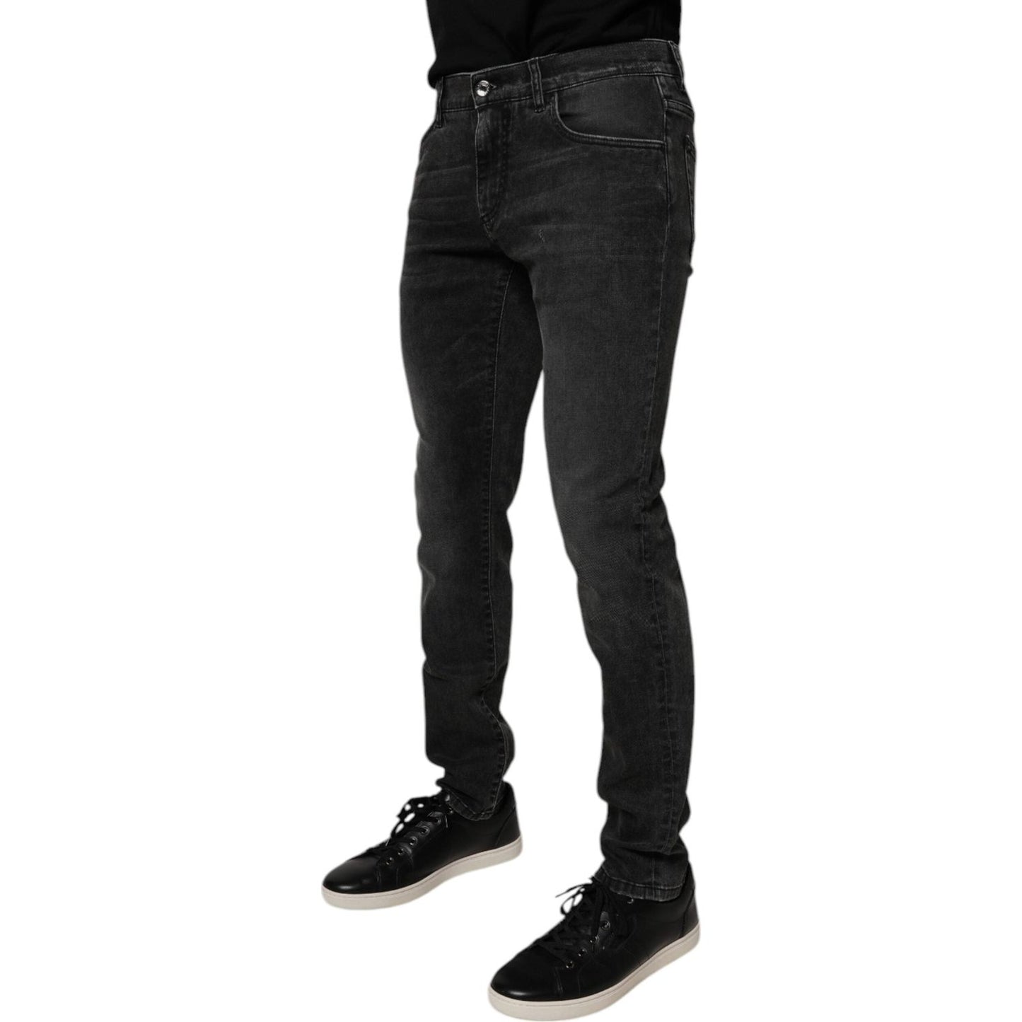 Dolce & Gabbana Black Cotton Stretch Skinny Men Denim Jeans