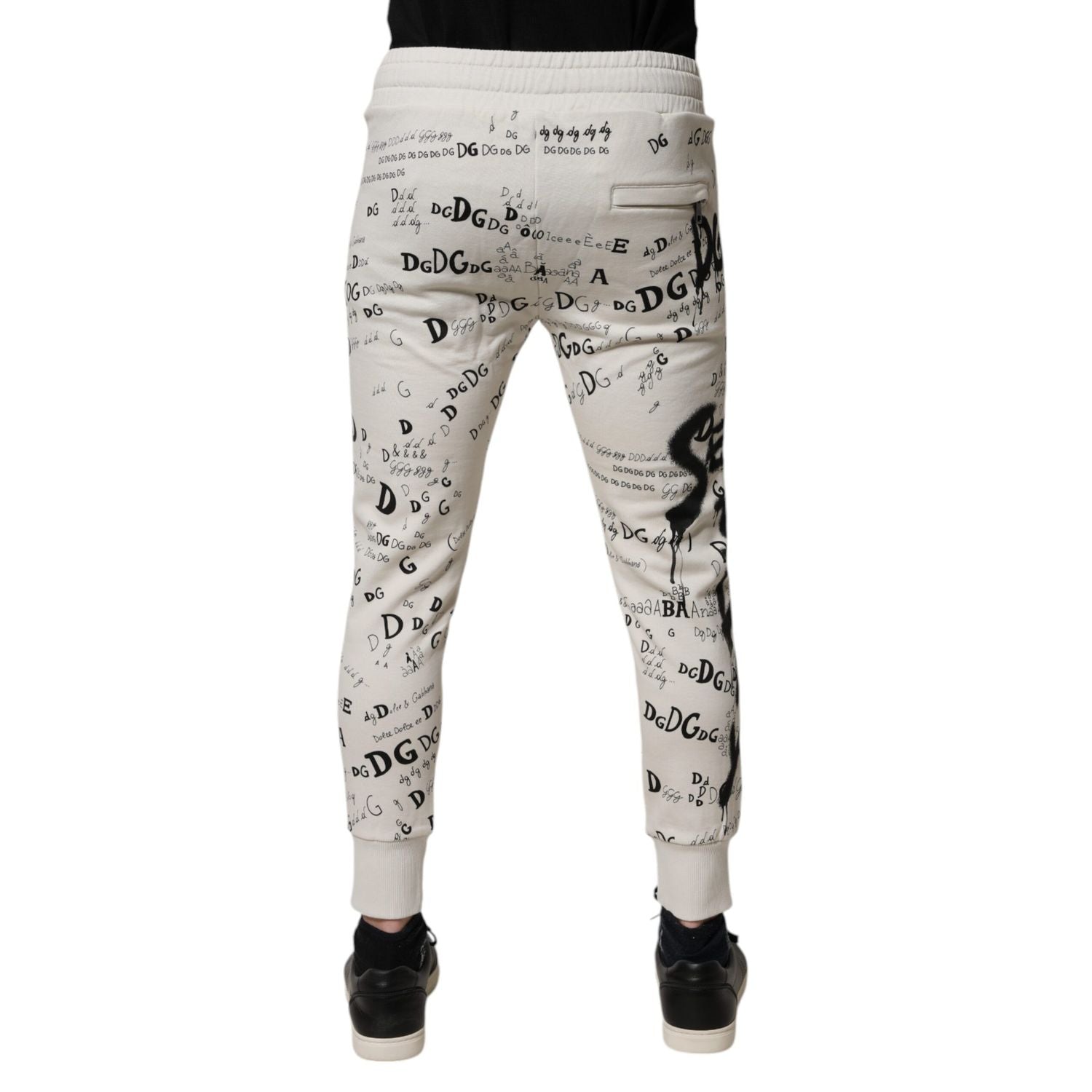 Dolce & Gabbana White Printed Cotton Jogger Sweatpants Pants