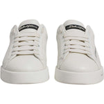 Dolce & Gabbana White Black Logo Portofino Men Sneaker Shoes