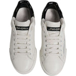 Dolce & Gabbana White Black Logo Portofino Men Sneaker Shoes