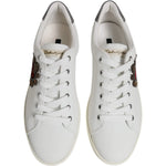 Dolce & Gabbana White Leather Heart Embellished Sneakers Shoes MV7039-43