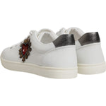 Dolce & Gabbana White Leather Heart Embellished Sneakers Shoes MV7039-43