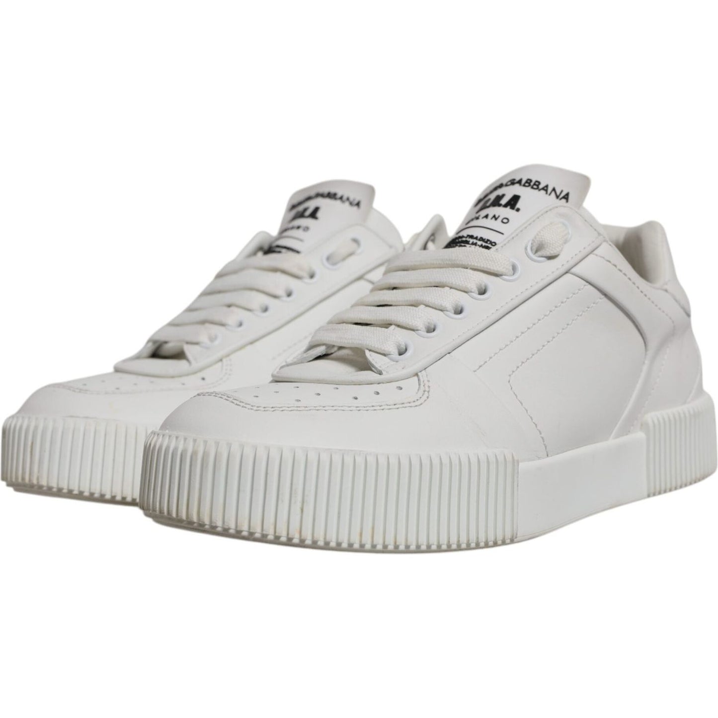 Dolce & Gabbana White Miami Leather Low Top Sneakers Shoes LA12387-38