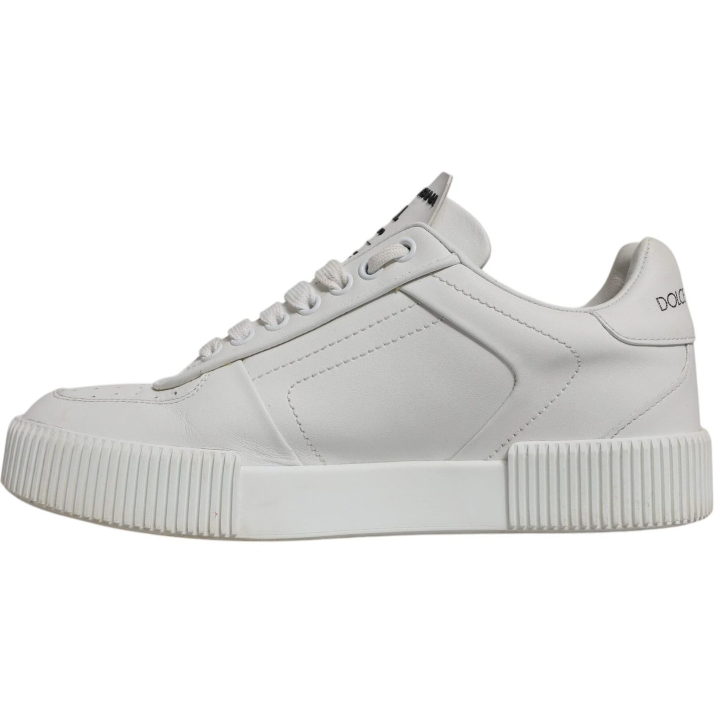 Dolce & Gabbana White Miami Leather Low Top Sneakers Shoes LA12387-38