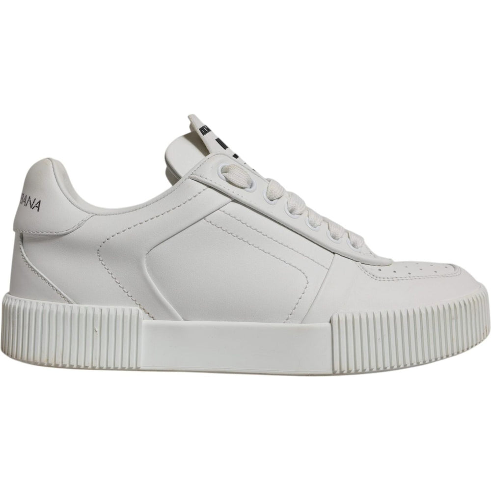 Dolce & Gabbana White Miami Leather Low Top Sneakers Shoes LA12387-38