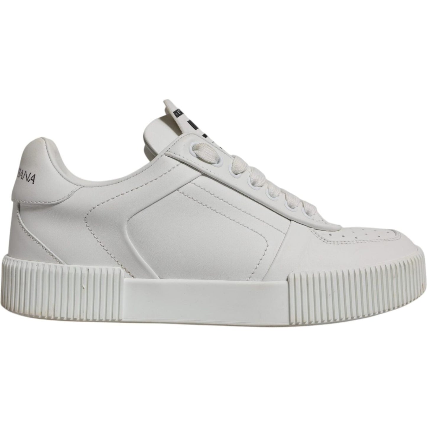 Dolce & Gabbana White Miami Leather Low Top Sneakers Shoes LA12387-38
