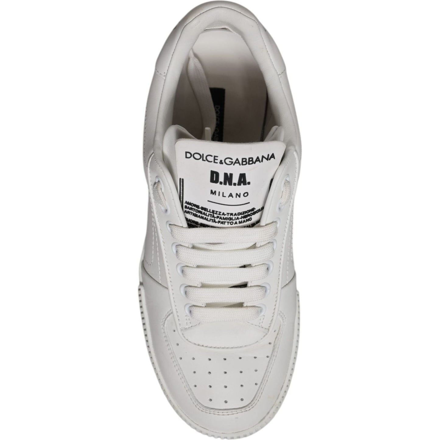 Dolce & Gabbana White Miami Leather Low Top Sneakers Shoes LA12387-38