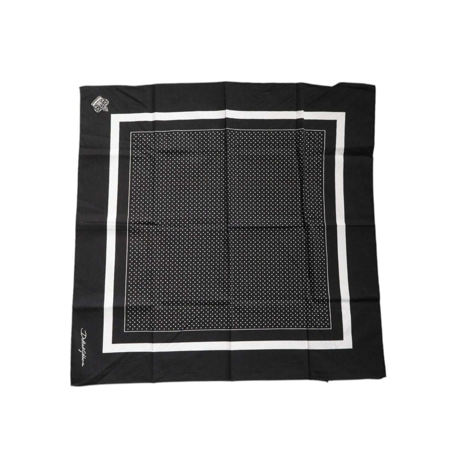 Dolce & Gabbana Black Polka Dots Cotton Handkerchief Scarf