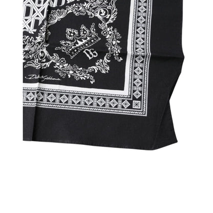 Dolce & Gabbana Black Logo Monogram Cotton Handkerchief Scarf