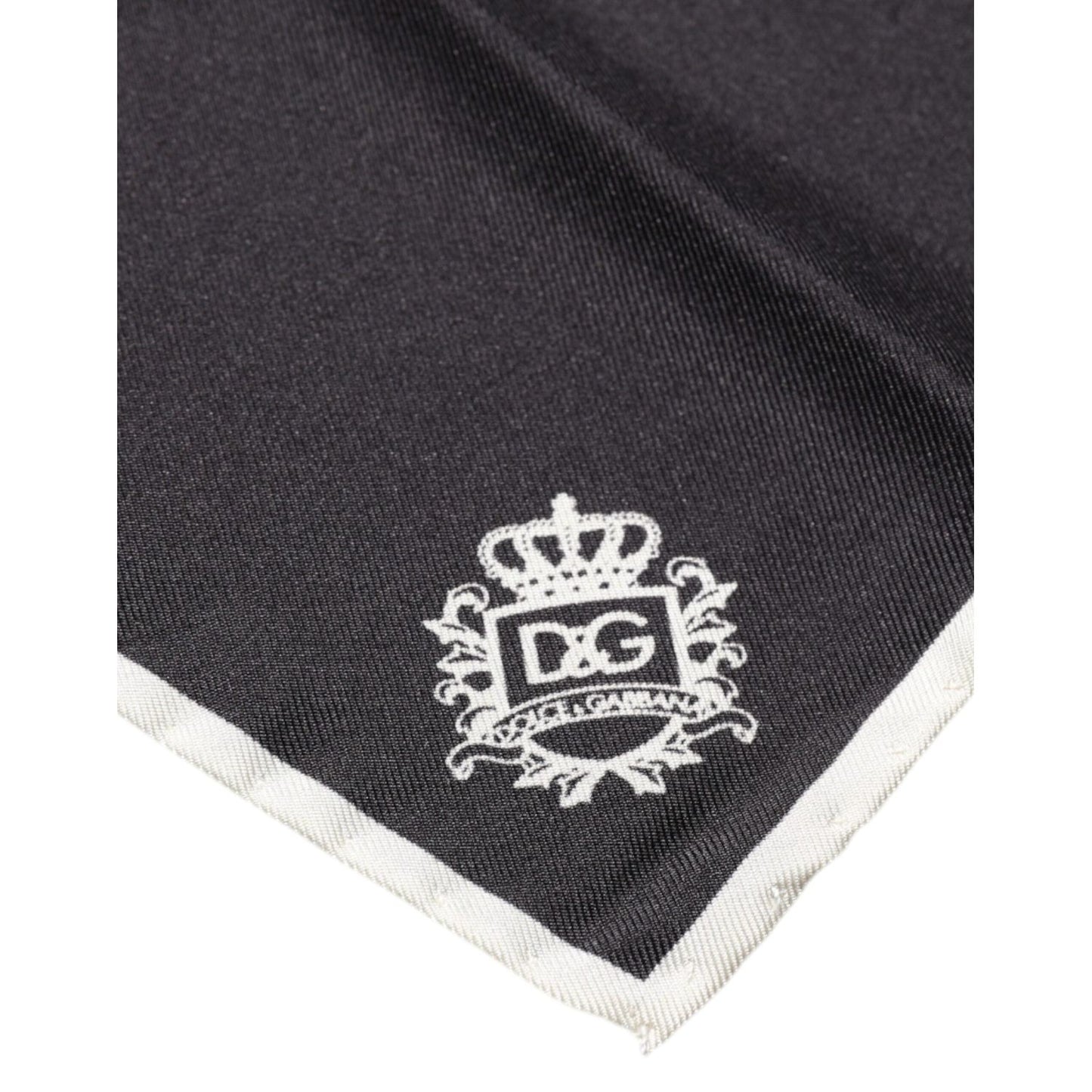 Dolce & Gabbana Black Crown Logo Square Handkerchief Scarf
