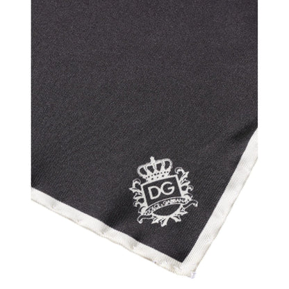 Dolce & Gabbana Black Crown Logo Square Handkerchief Scarf