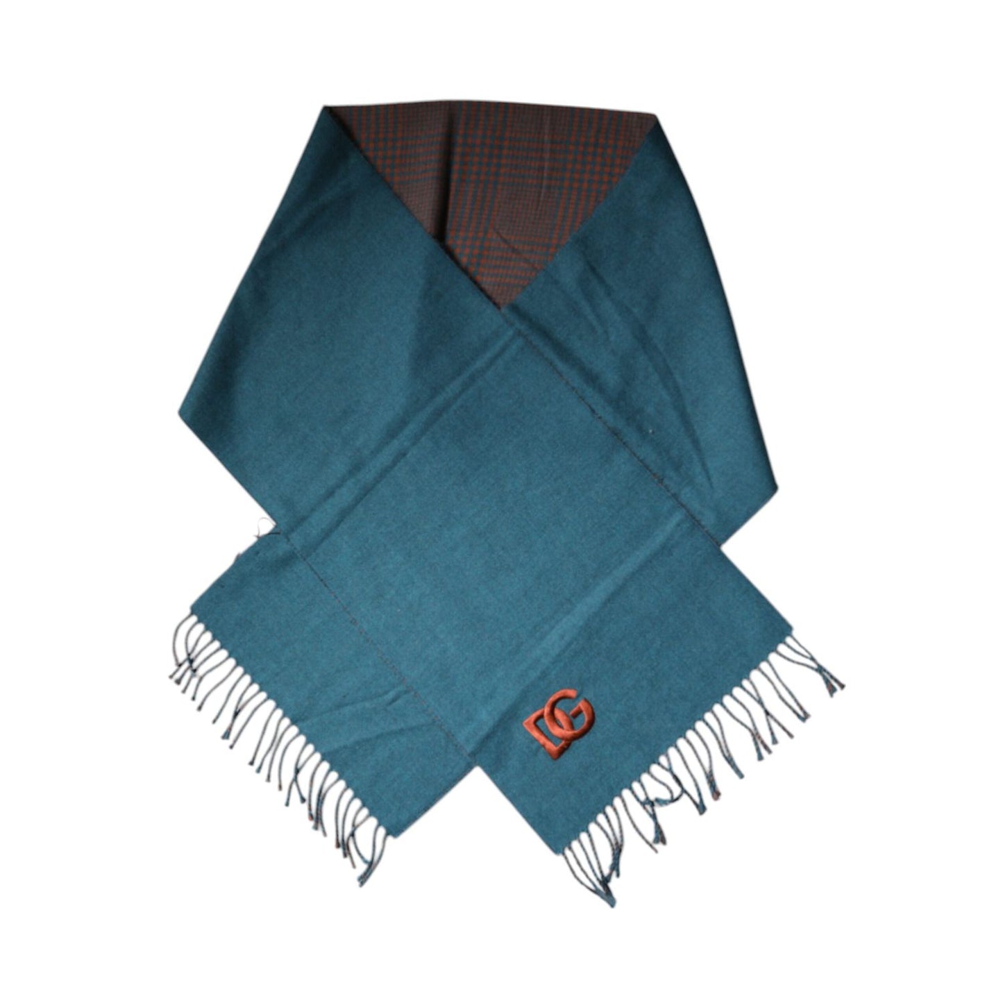 Dolce & Gabbana Blue Green Wool Fringes Wrap Shawl Scarf