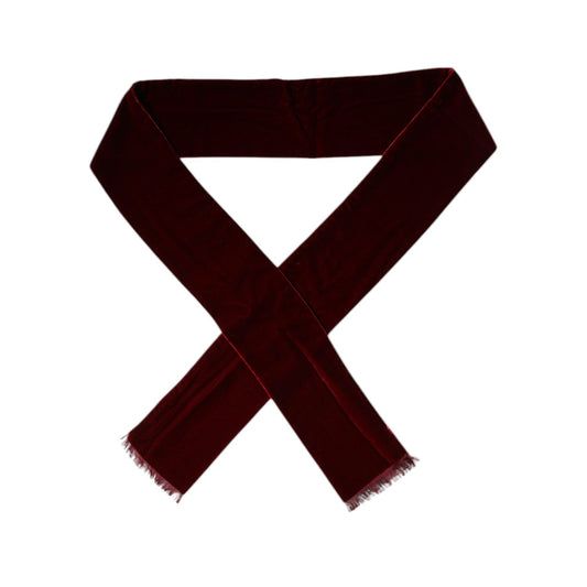 Dolce & Gabbana Maroon Silk Fringes Skinny Neck Wrap Scarf