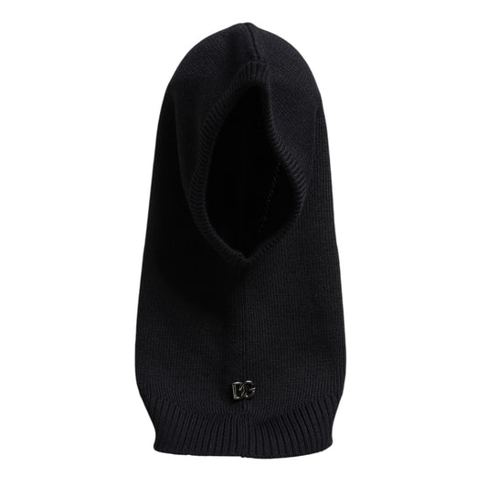Dolce & Gabbana Black Wool Whole Head Wrap Balaclava Hat
