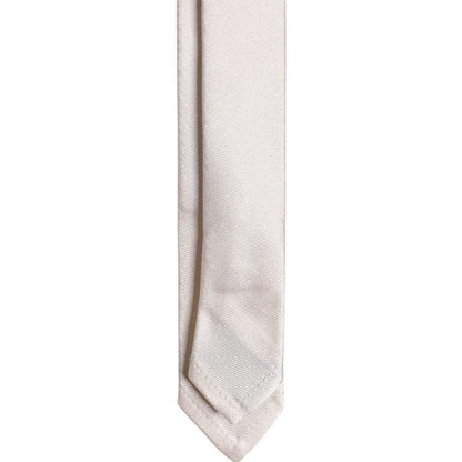 Dolce & Gabbana White Solid Silk Adjustable Necktie Tie