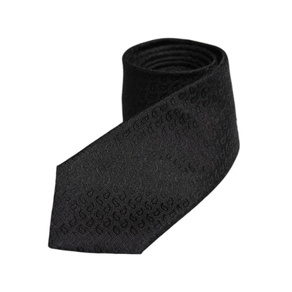 Dolce & Gabbana Black Patterned Silk Adjustable Necktie Tie